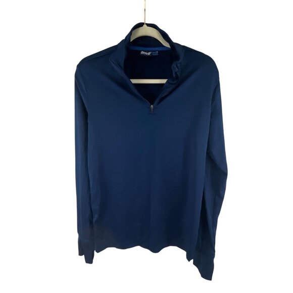 Crivit Mens Navy Blue Long Sleeve Athletic Pullover Top 1/4 Zip Performance - Picture 1 of 9